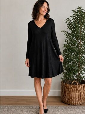 Eileen Fisher Black Metallic Knit Tunic:Dress – Size Small (S/P)